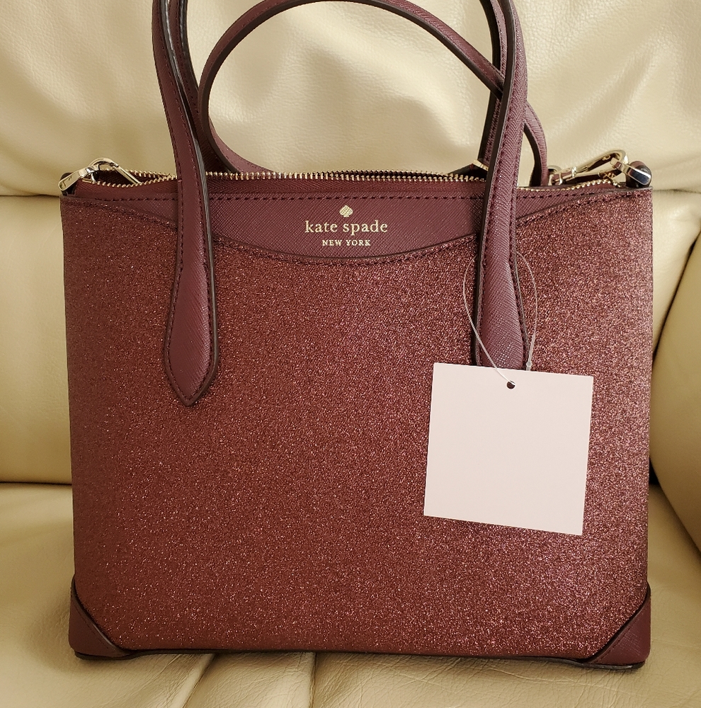 Kate Spade Lola Joeley Shimmy Glitter Lola Satchel Crossbody Nova Burgun…